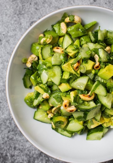 Cucumber Salad with Avocado and Cashews